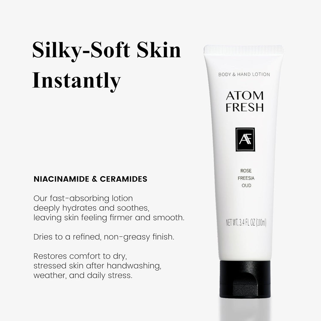 Atom Fresh Hydrating Hand Cream for Women | Ocean Breeze | Barrier-Fortifying Moisture for Dry, Sensitive Skin | With Ceramides, Saccharide Isomerate & Niacinamide | Vegan & Cruelty-Free (3.4 fl oz)