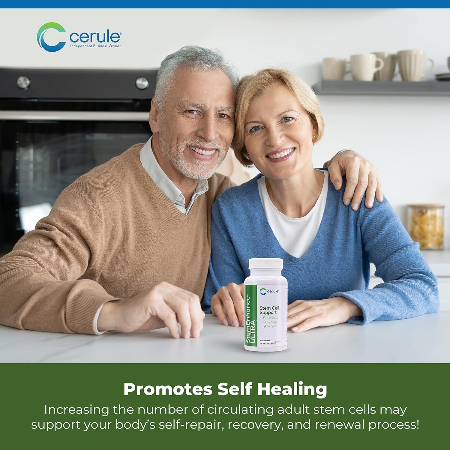 Cerule StemEnhance Ultra Stem Cell Support Supplement with Extracts from Freshwater Microalgae and Marine Macroalgae to Help Increase Circulating Adult Stem Cells and Promote Healing Two Pack