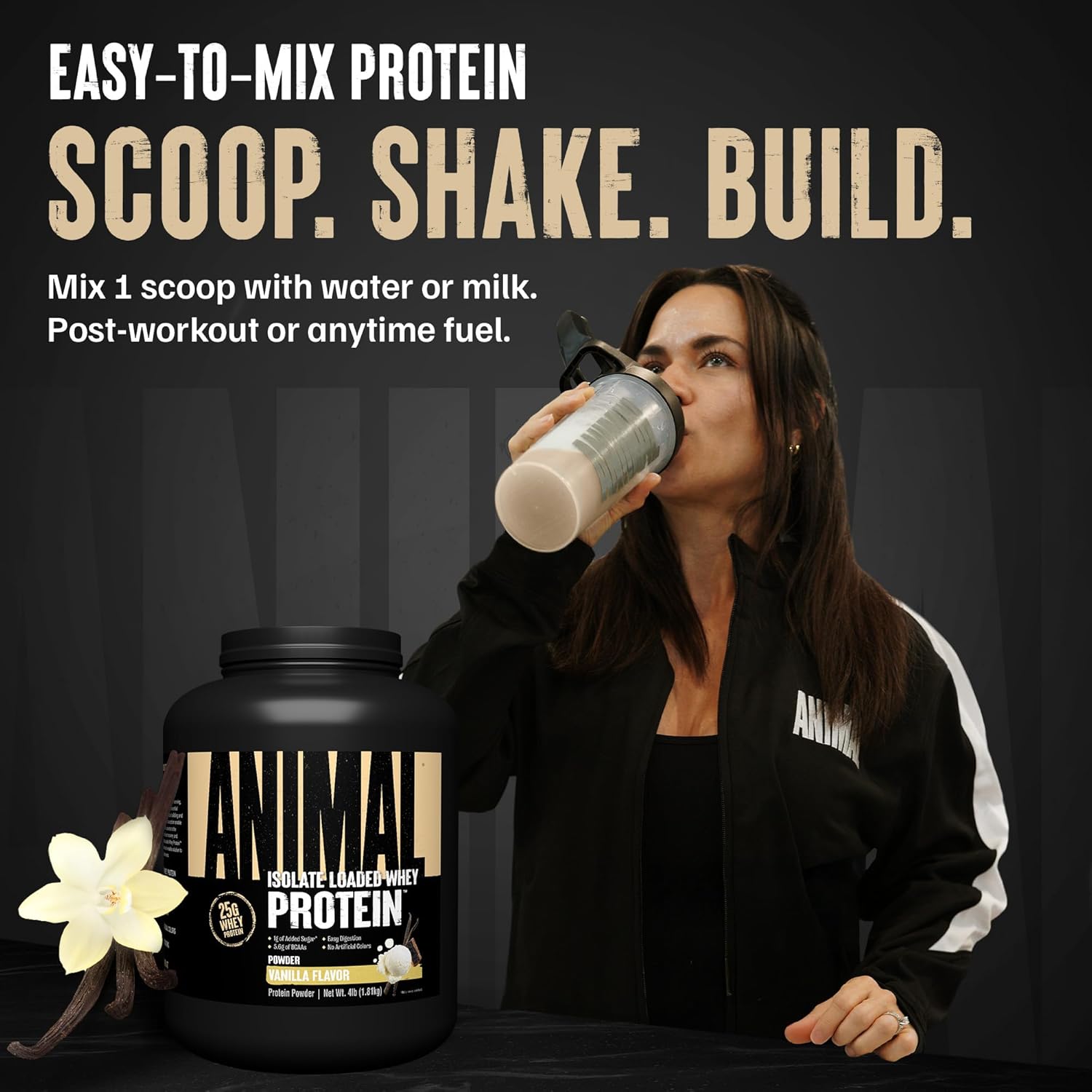 Animal Whey Isolate Protein Powder - Loaded for Pre & Post Workout Muscle Builder and Recovery with Digestive Enzymes for Men & Women - 25g Protein, Great Taste, Low Sugar - Vanilla 4 lbs