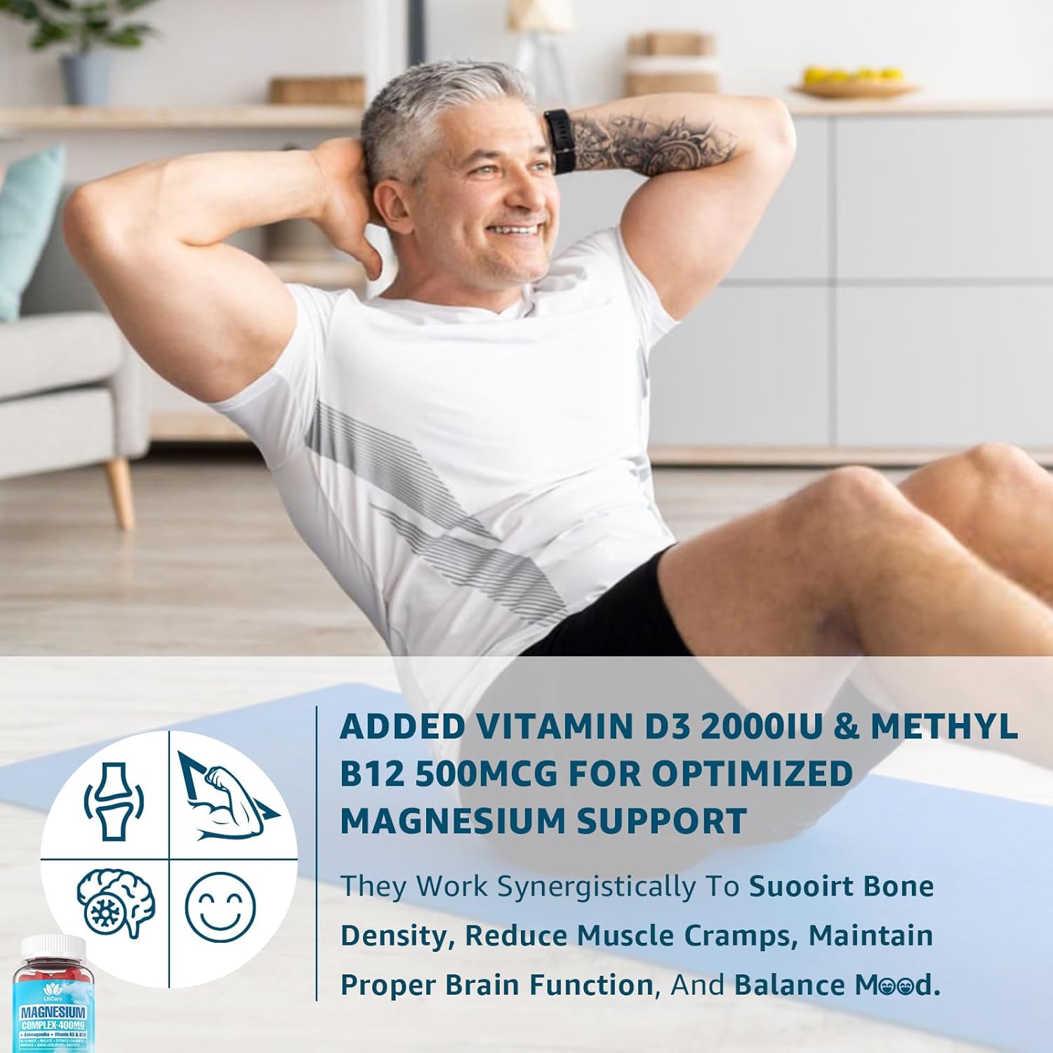 Sugar Free Magnesium Complex for Women, Calm Magnesium Gummies for Adults 400mg, Magnesium Glycinate, Citrate, Malate & More- Magnesium Gummy with Magnesium Ashwagandha, D3, B12 for Relax, Calm, Vegan