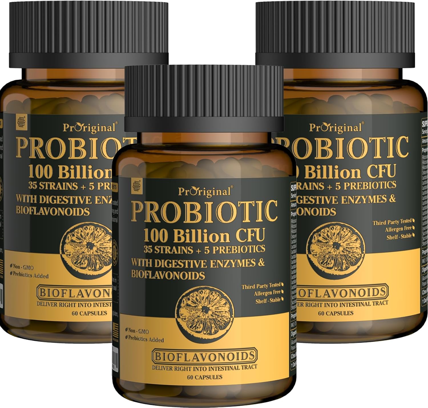 Organic Probiotics for Women & Men, 100 Billion CFU Probiotic for Digestive, Gut & Immune Health - with Prebiotics, Bioflavonoids & Digestive Enzyme, 35 Strains Raw Probiotic Supplement, 180 Caps