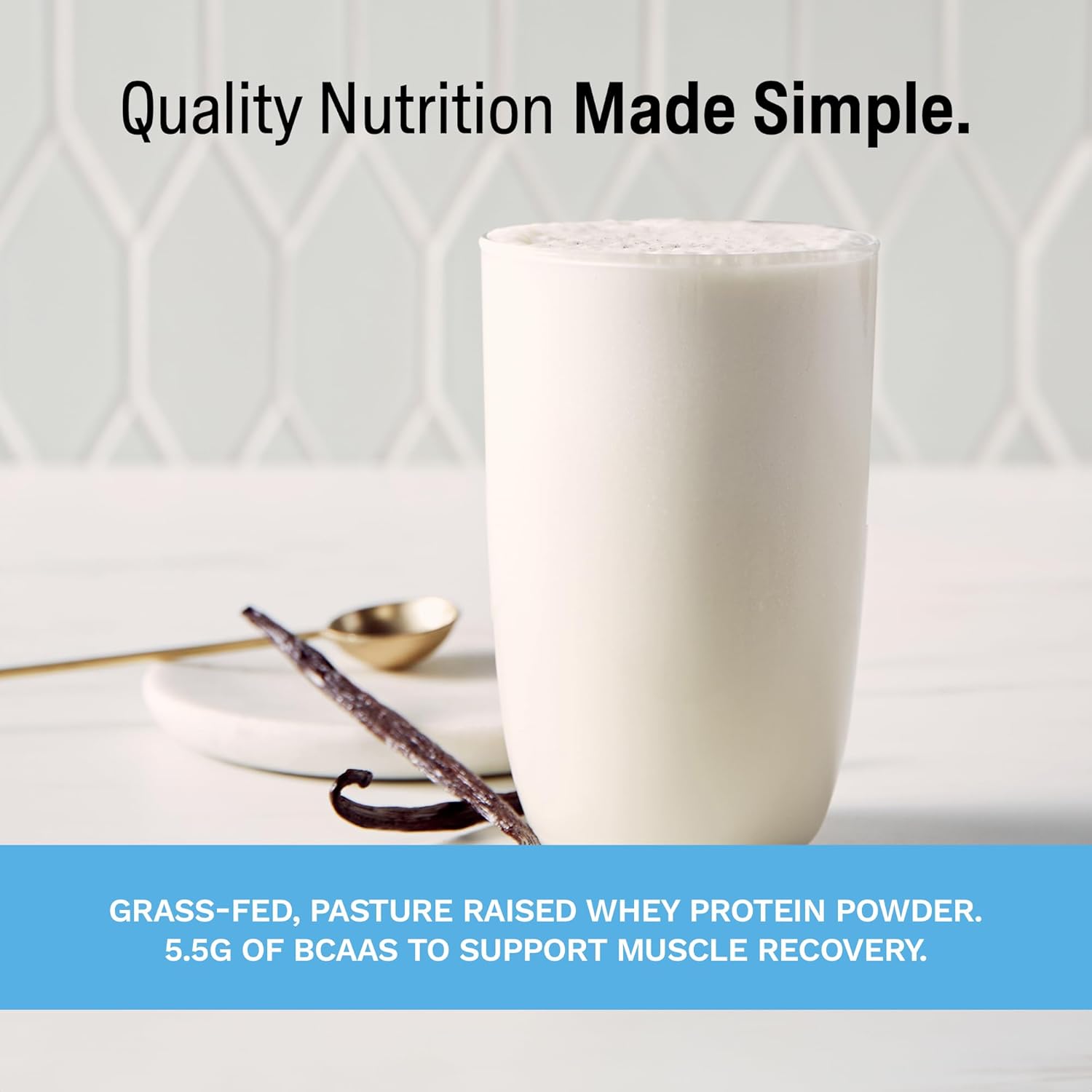 Rise Grass-Fed Whey Protein Powder - Vanilla | 25g Protein No Artificial Flavors, Colors, or Preservatives - Sugar Free, Gluten-Free, Soy Free (2.3 lbs)