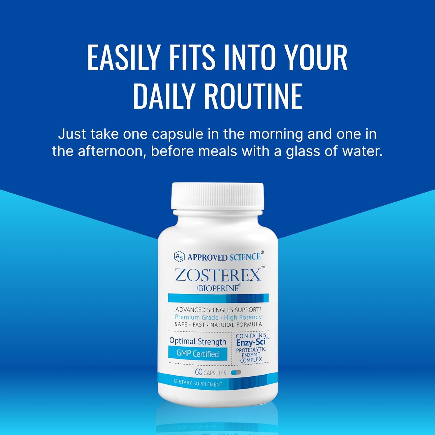 Approved Science Zosterex - Immune Support - L-Lysine 1000 mg, Vitamin B Blend, Mushroom Blend - 60 Capsules
