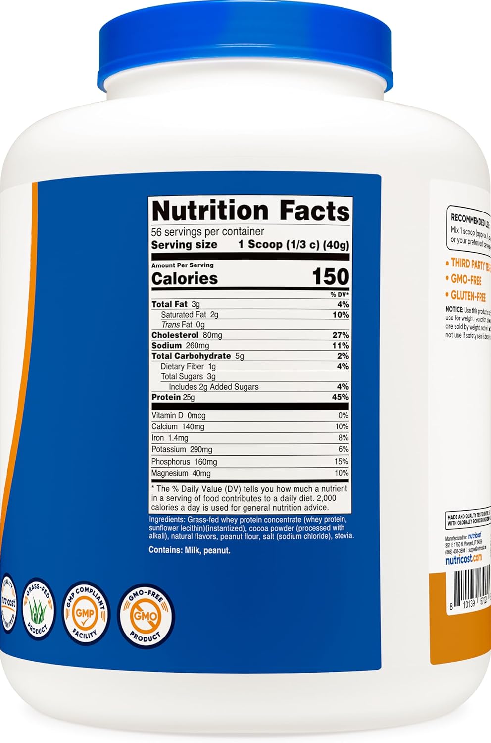Nutricost Grass-Fed Whey Protein Concentrate (Chocolate Peanut Butter) 5LBS