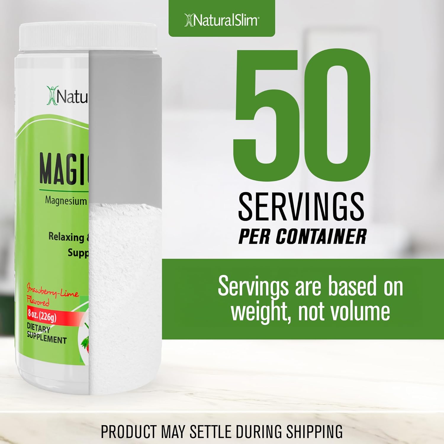 NaturalSlim Magicmag Pure Magnesium Citrate Powder – Stress, Constipation, Muscle, and Heart Support | Natural Strawberry & Lime Flavored Magnesium Supplement - 8oz Drink Mix (3 Pack)