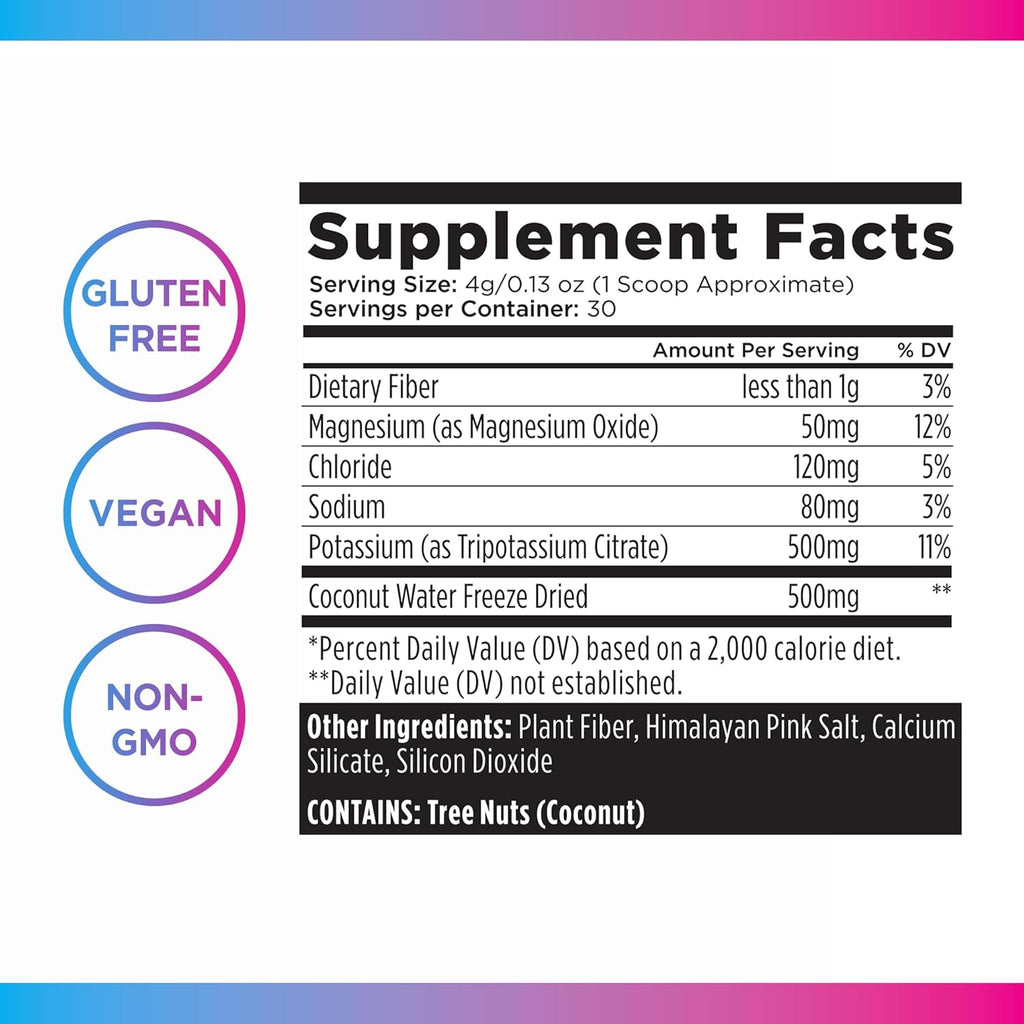 Livingood Daily Electrolytes Powder, Electrolytes Hydration Powder with Magensium, Potassium, Sea Salt and Coconut Water Sugar Free Electrolyte Drink Mix, Keto, Gluten Free, Unflavored, 30 Servings