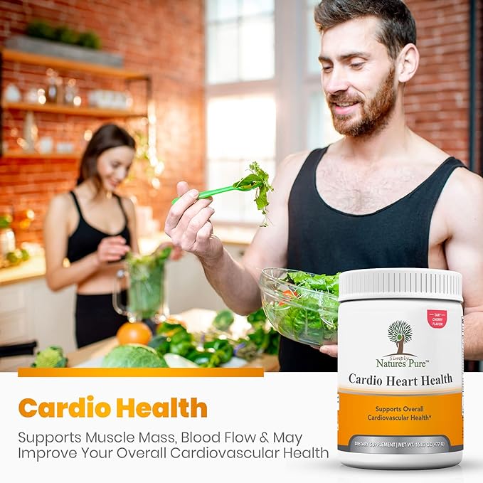 Simply Natures Pure - Cardio Heart Health Nitric Oxide Booster Support Supplement Powder with L-Arginine 5000 mg, L-Citrulline 1000 mg and Hawthorne Berry, 16.82 Ounces - Tart Cherry Flavor