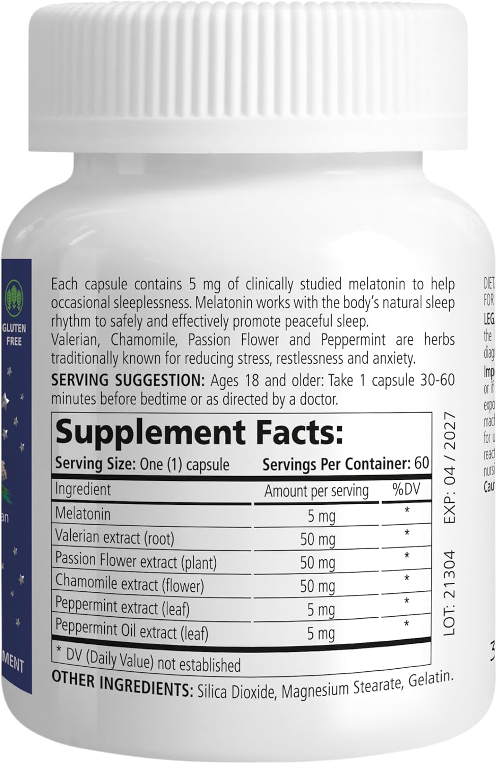 Melatonin Sleep Herbal Blend - Natural Sleep Support for Restful Nights with Melatonin 5mg & Calming Herbs - Drug-Free Dietary Supplement, 60 Capsules, 60-Day Supply