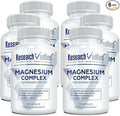 Research Verified Magnesium Complex - Brain, Muscle and Nerve Support - Magnesium Bisglycinate, Malate, Citrate, and Oxide - Bioperine - Vegan - 60 Capsules - Pack of 6