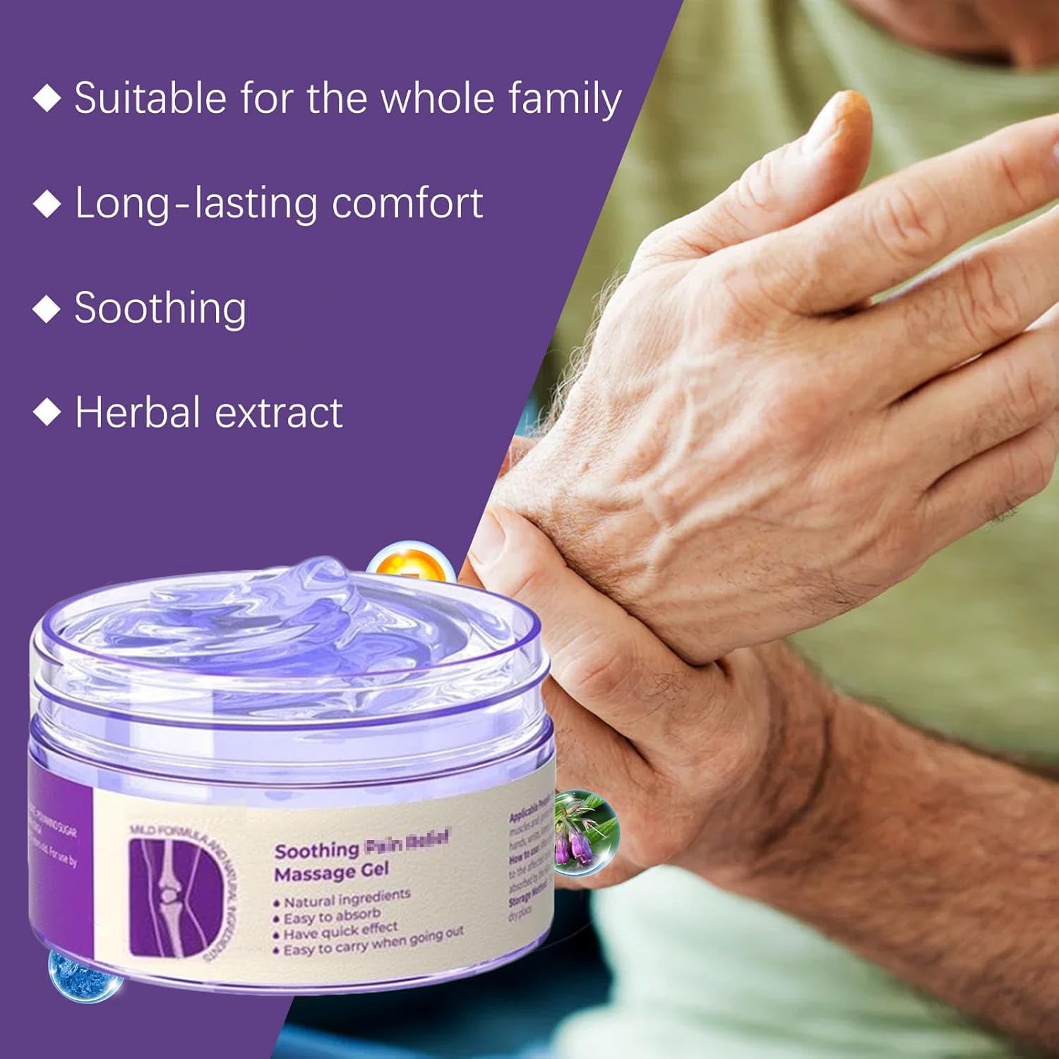Joint Purple Gel,Soothing Massage Cream, Full-Body Joint Support for Knees, Lumbar, Neck, Hands & Feet(2PCS)