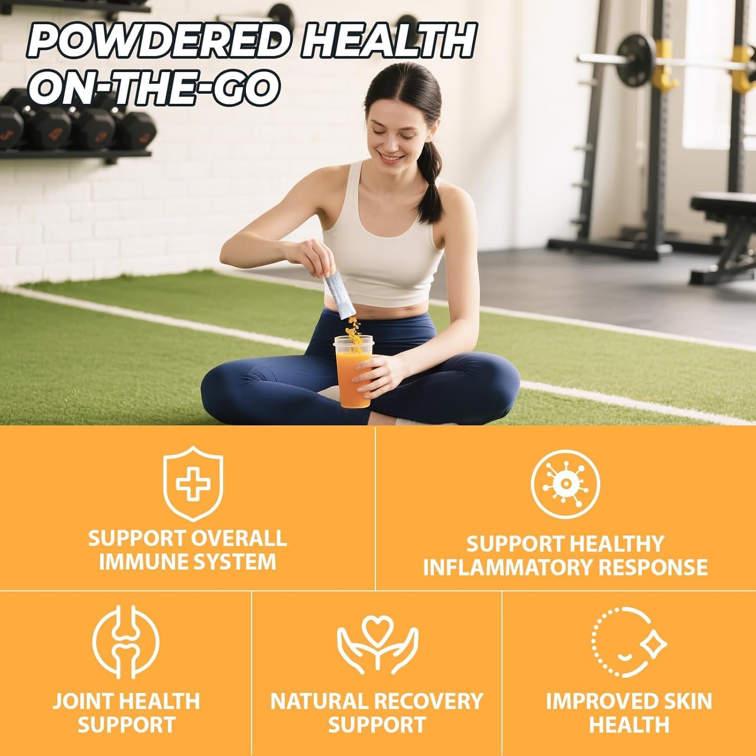 Turmeric Curcumin Drink Powder, Turmeric Immunity Shots with Vitamin C, Orange Flavor Instant Drink Mix Packets, High Absorption Curcumin Complex CuminUP60, Immune & Joint Support Supplement