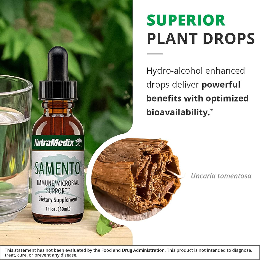 NutraMedix Samento Cat's Claw Tincture - Peruvian Cat's Claw Extract for Immune, Brain, Antioxidant, Cardiovascular & Microbial Support - Bioavailable Herbal Supplements from Nature (1oz / 30ml)