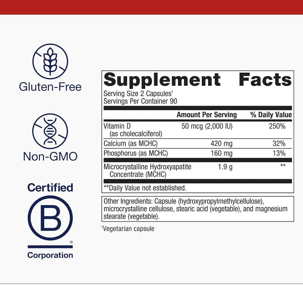 Metagenics Bone Builder Plus - MCHC Supplement - High-Absorption - 2000 IU Vitamin D - with Calcium & Phosphorus - Non-GMO & Gluten-Free - 180 Capsules