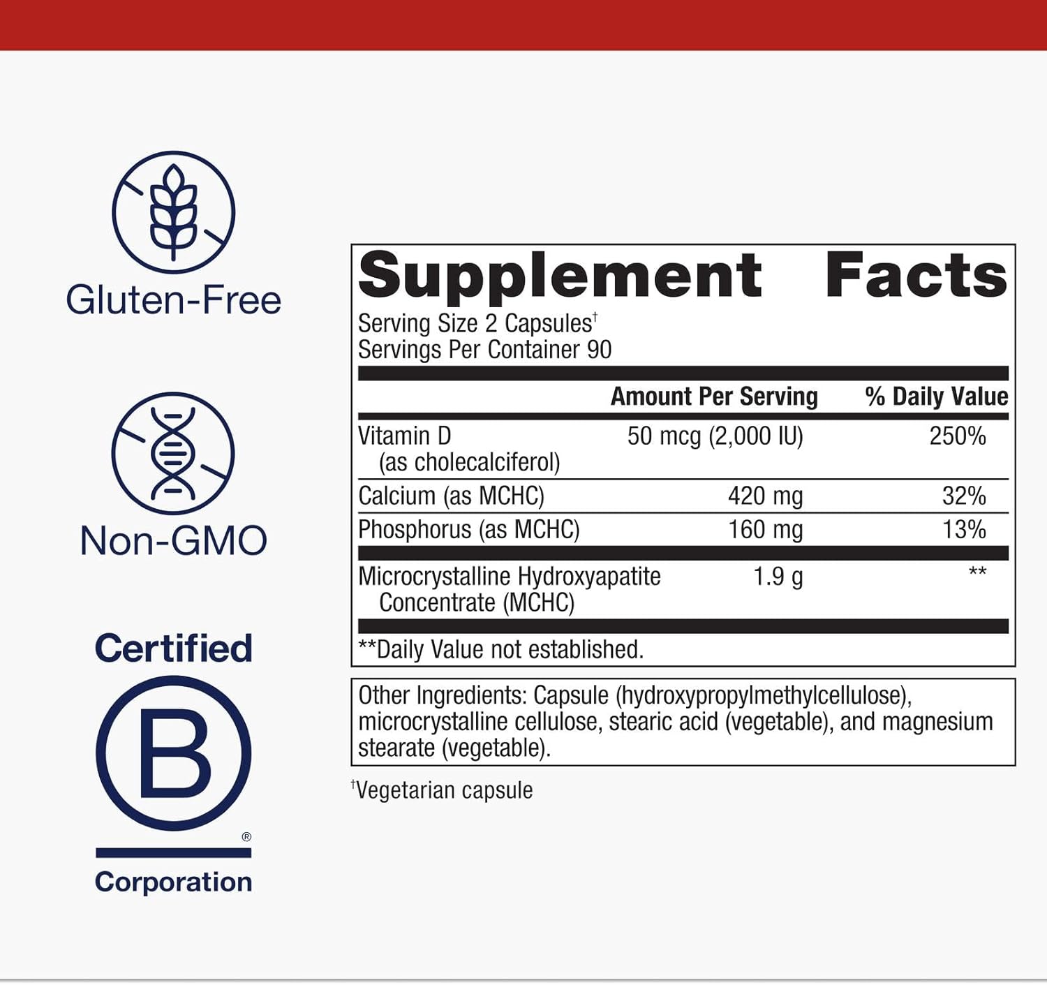 Metagenics Bone Builder Plus - MCHC Supplement - High-Absorption - 2000 IU Vitamin D - with Calcium & Phosphorus - Non-GMO & Gluten-Free - 180 Capsules