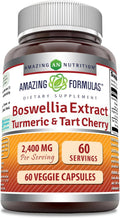 Amazing Formulas Boswellia Extract Turmeric and Tart Cherry Supplement | 2400 Mg Per Serving | 60 Veggie Capsules | Non-GMO | Gluten Free | Made in USA
