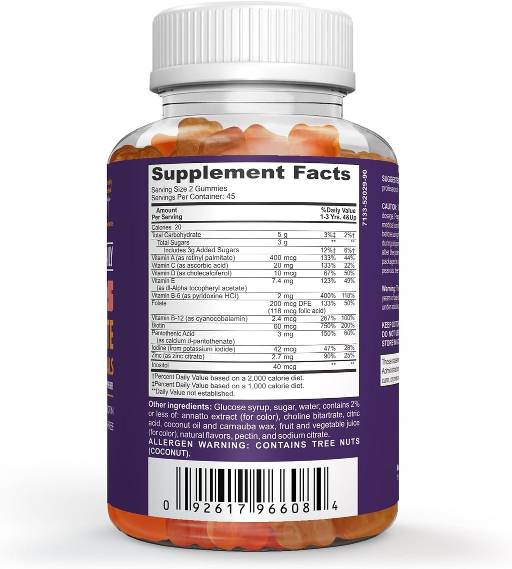 Clinical Daily Complete Kids Multivitamin Daily Gummy Supplement for Brain, Vision, Bone and Immune Health. Vitamins A, C, E,D,B6,B12, Folate, Biotin, Essential Minerals. 90 Gluten Free Yummy Gummies