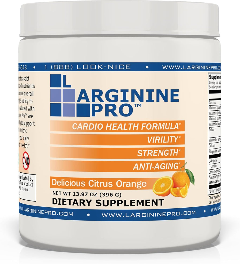 L-ARGININE PRO | 5,500mg L-Arginine Plus L-Citrulline 1,100mg Raspberry & Orange Powder Drink Mix Supplement for Increased Nitric Oxide Production