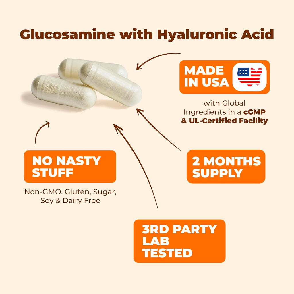 Glucosamine with Hyaluronic Acid, Black Pepper, MSM & Boswellia - 5-in-One Joint Support Supplement. Antioxidant & Inflammatory Support - Joint Health, Flexibility and Comfort. FSA Eligible 2 Pack