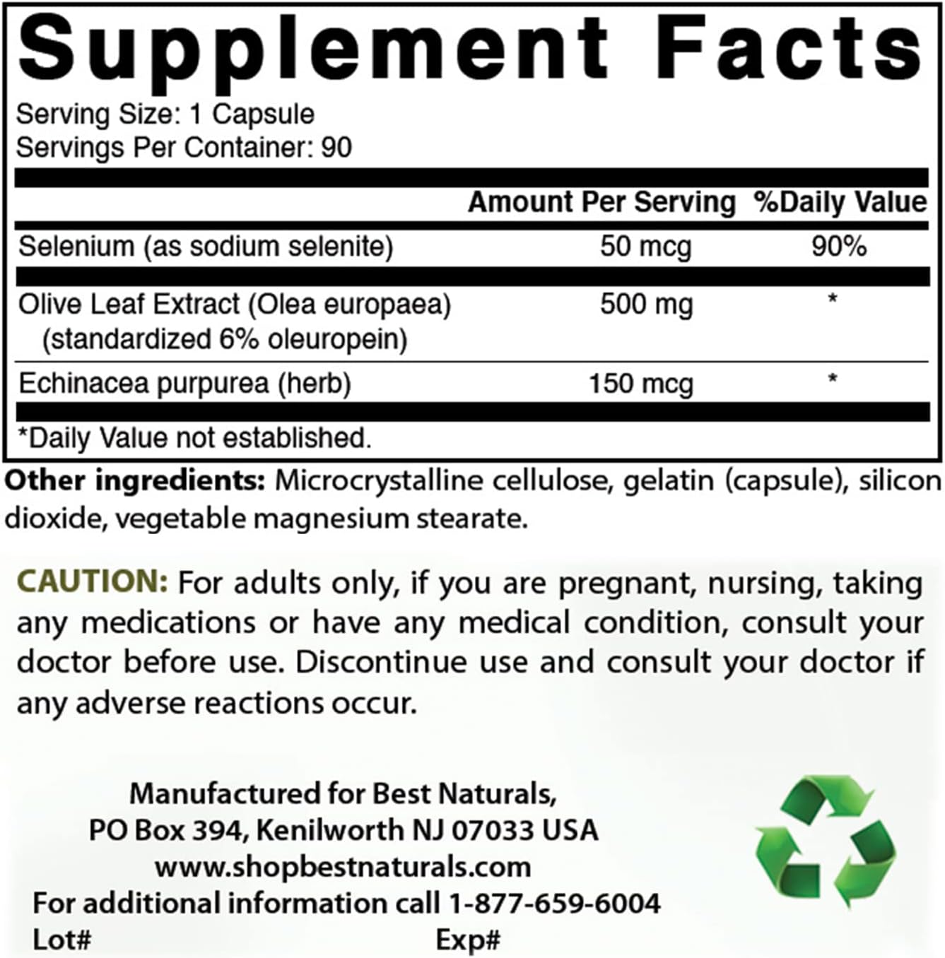 Best Naturals 2 Pack Olive Leaf Extract 700mg 90 Capsules (Total 180 Capsules)