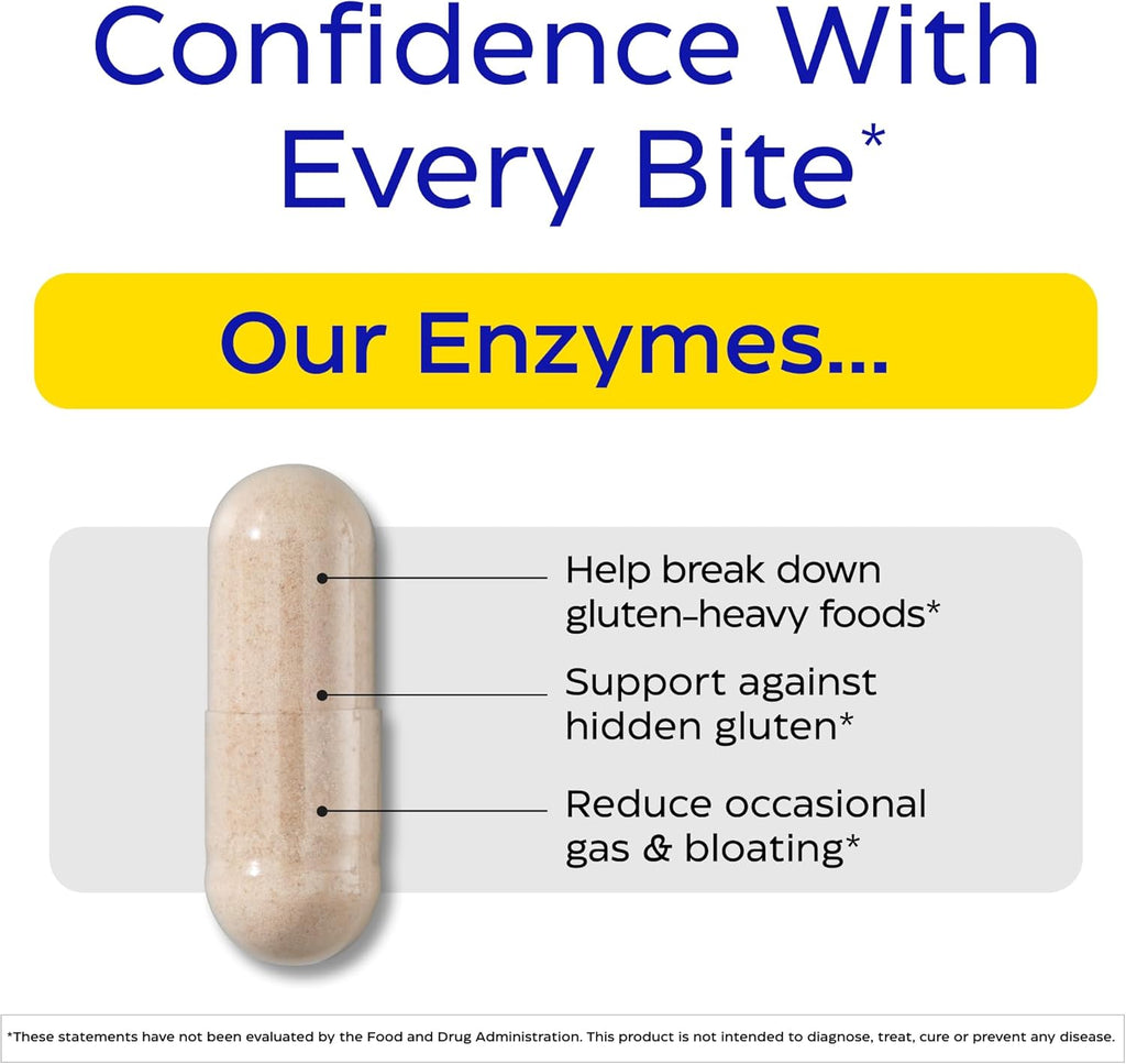 Enzymedica GlutenEase Extra Strength, Advanced Gluten Digestive Enzymes for Women and Men, Fast-Acting Formula for Bloating Relief & Digestive Health, 30 Capsules