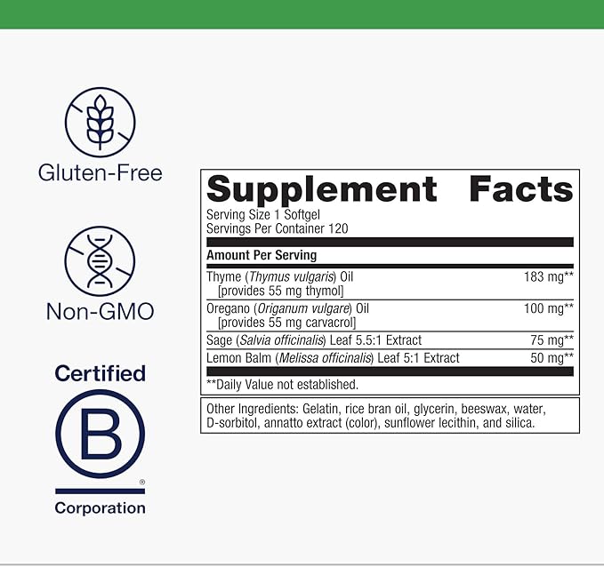 Metagenics CandiBactin-AR - Oregano & Thyme Essential Oils with Sage & Lemon Balm - Supports Digestive Health, Microbial Balance & GI Comfort - Enteric-Coated Softgels - Gluten-Free - 120 Softgels
