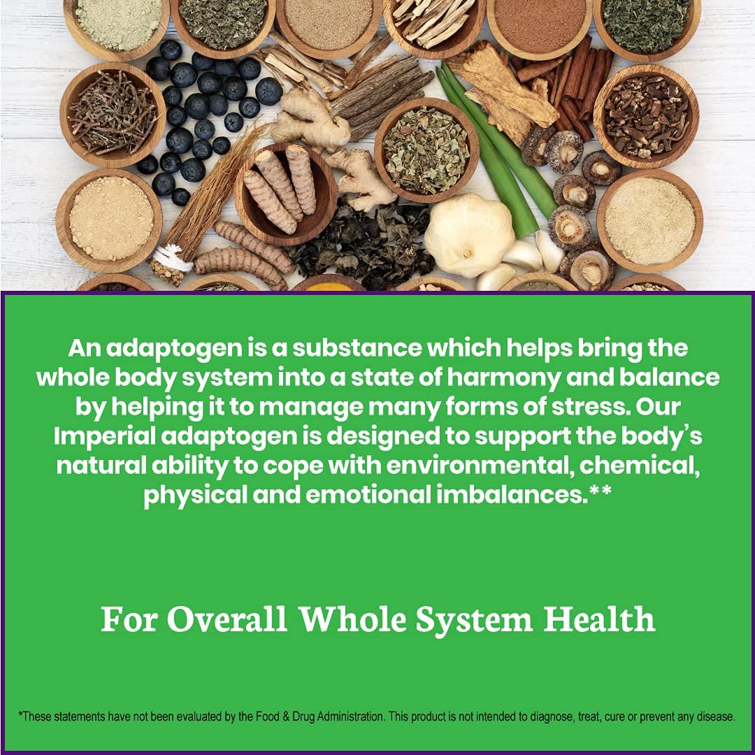 Paradise Herbs, Imperial Adaptogens, with Ashwagandha, Astragalus, Rhodiola, Proprietary Adaptogen Blend for Stress Support, Focus & Energy, 60 Vegetarian Capsules