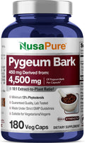 NusaPure Pygeum Bark 10:1 Extract, 450 mg Equivalent to 4,500mg 180 Veggie Caps (Non-GMO, Vegan)
