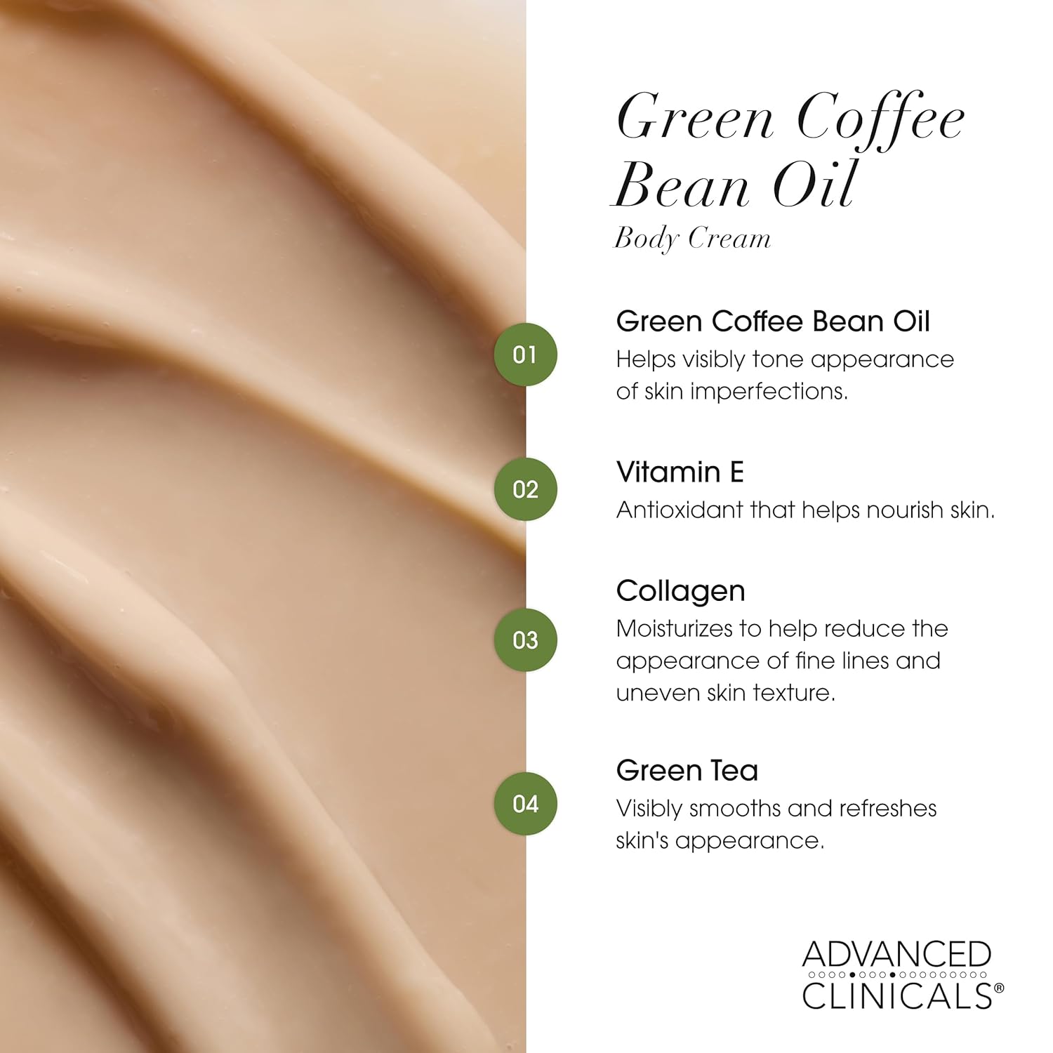 Advanced Clinicals Green Coffee Bean Thermo - Firming Body Lotion | Caffeine Infused Collagen Cream Moisturizer & Body Cream For Women, Stomach, Legs, & To Improve Look Of Textured Crepey Skin, 2pack