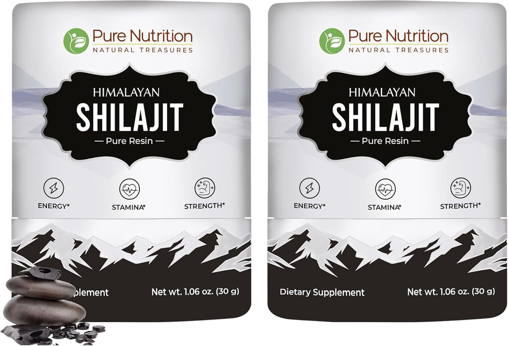 Pure Nutrition Himalayan Shilajit Resin for Men & Women | 60 GMS | 150 Servings | High Potency Pure Himalayan Shilajit Resin with 85+ Trace Minerals, 75%+ Fulvic Acid | 30 Gram X Pack of 2