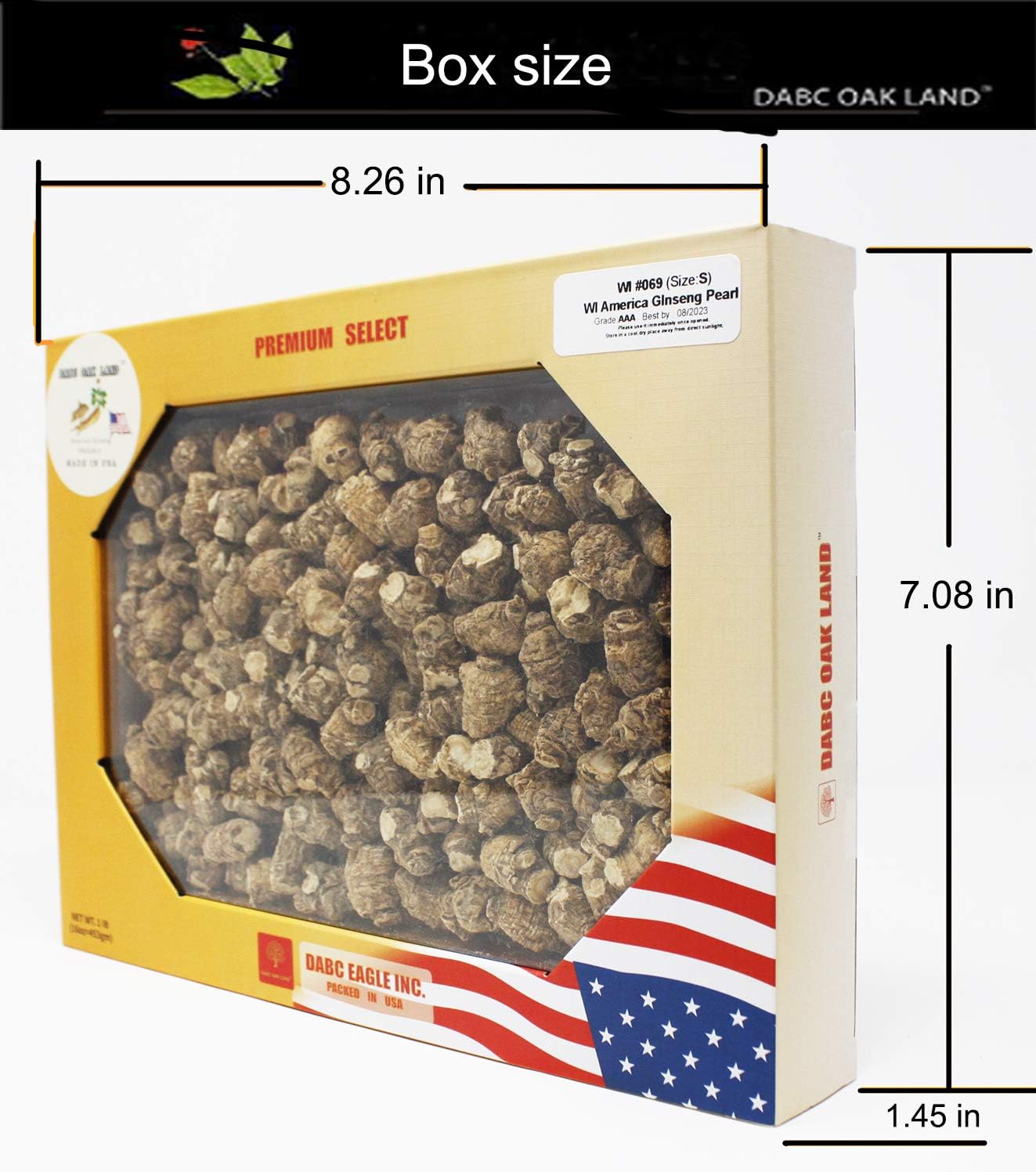 1LB=453gm/Box Hand-Selected Wisconsin Farmed Ginseng Root | Pearl Small 威斯康辛州 西洋参 花旗参 礼盒装 |Cultivated Wisconsin American Ginseng WI 069# Box