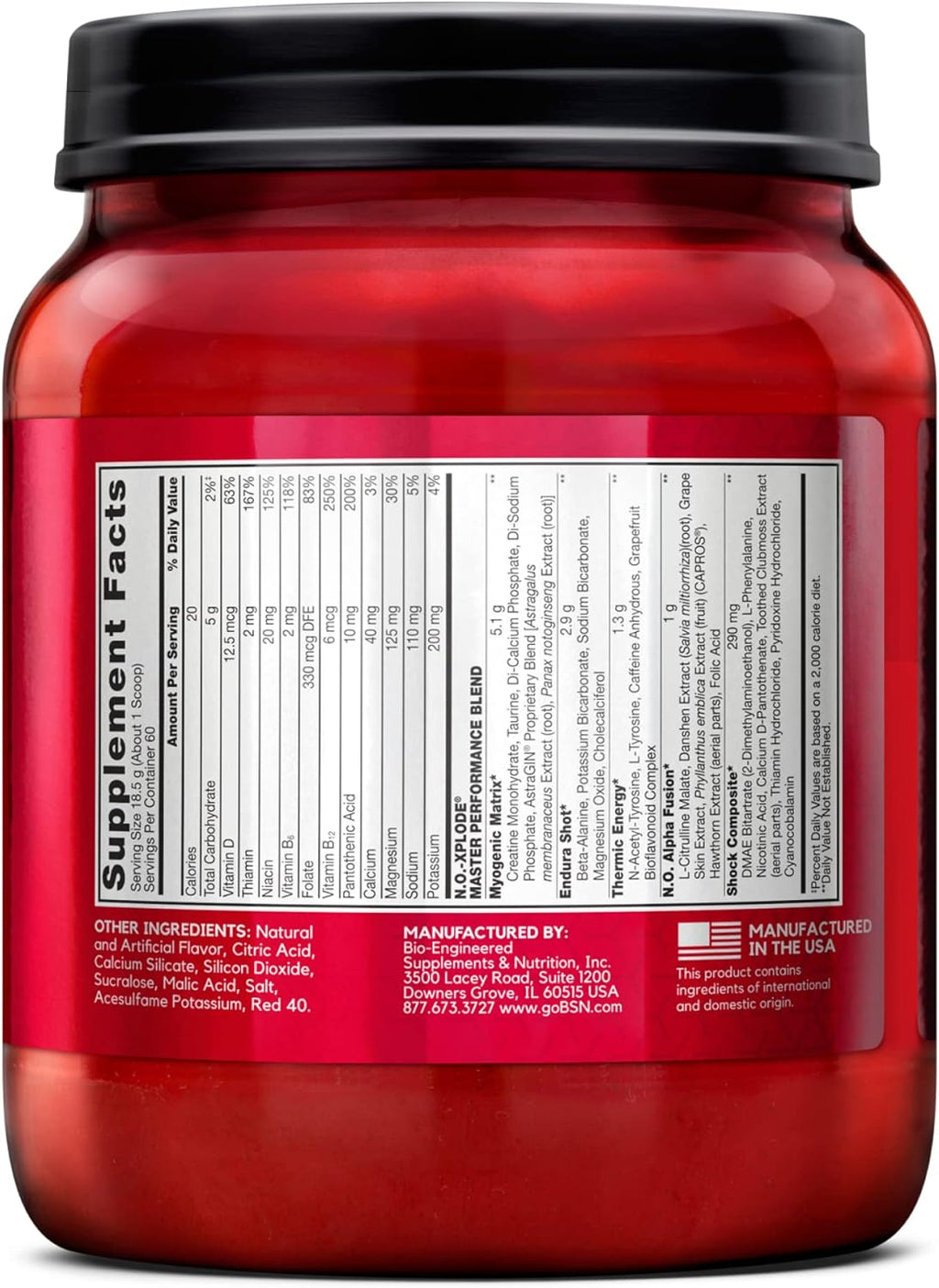 BSN N.O.-XPLODE Pre Workout Supplement with Creatine, Beta-Alanine, and Energy, Flavor: Fruit Punch, 60 Servings