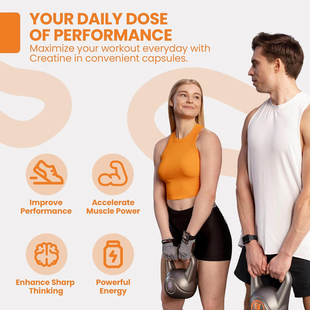 EarthNutri Creatine Monohydrate Capsules - Micronized for Better Absorption - Supports Muscle Strength, Strength & Recovery - 105 Capsules (5000mg per Serving, 7 Capsules)