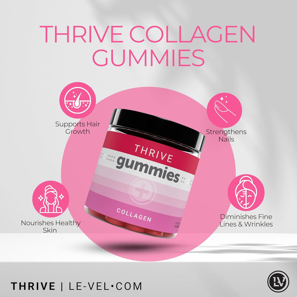 Le-Vel Thrive Collagen Gummies | 30 Servings | Hair, Skin & Nails Support with Biotin & Collagen