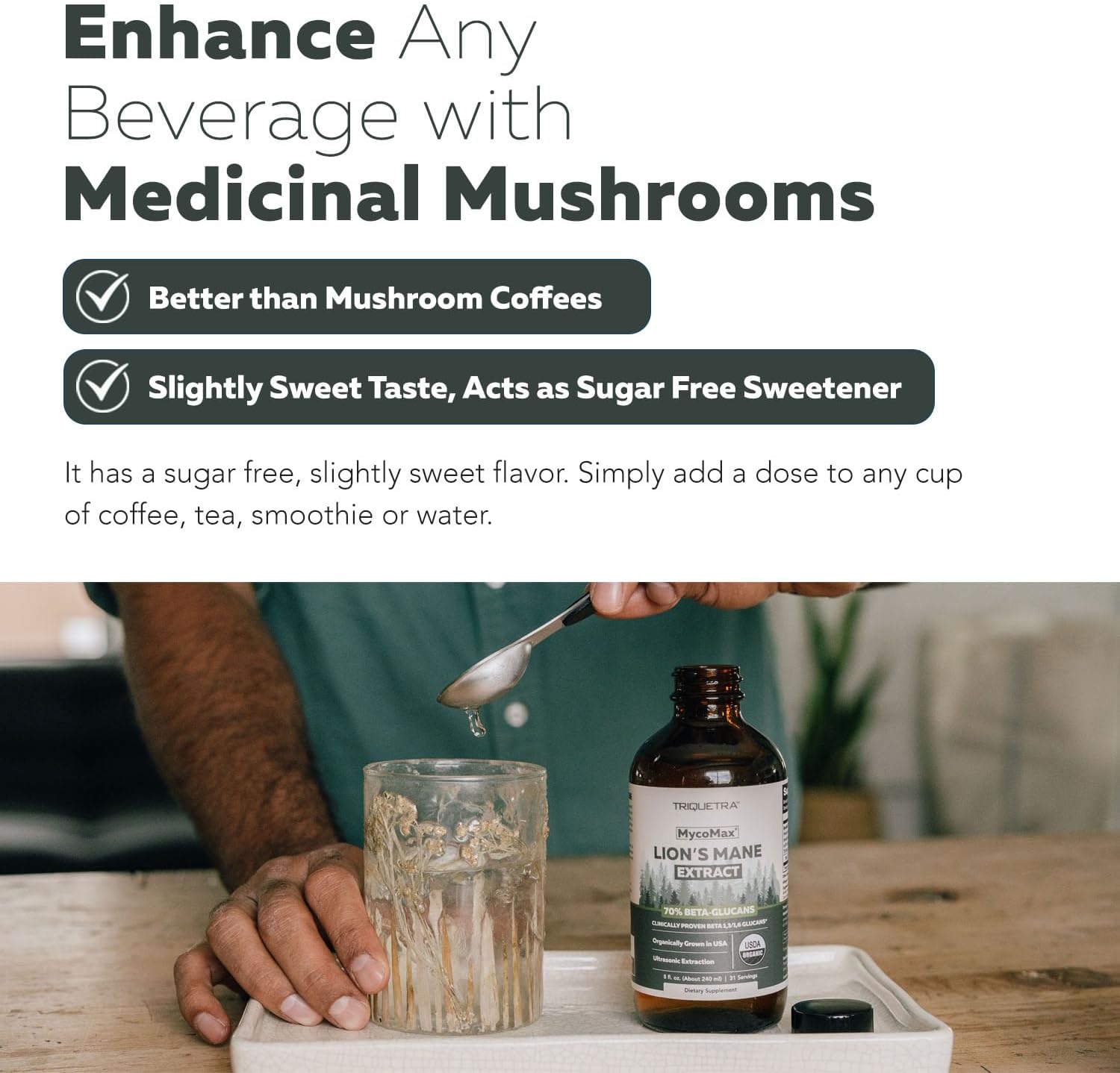 MycoMax Lions Mane Extract - 70% Beta Glucans, Max Potency Organic Lions Mane Supplement, US Grown + Ultrasonic Extraction - 500 mg per serving - Mental Clarity, Focus and Memory - 8 oz.
