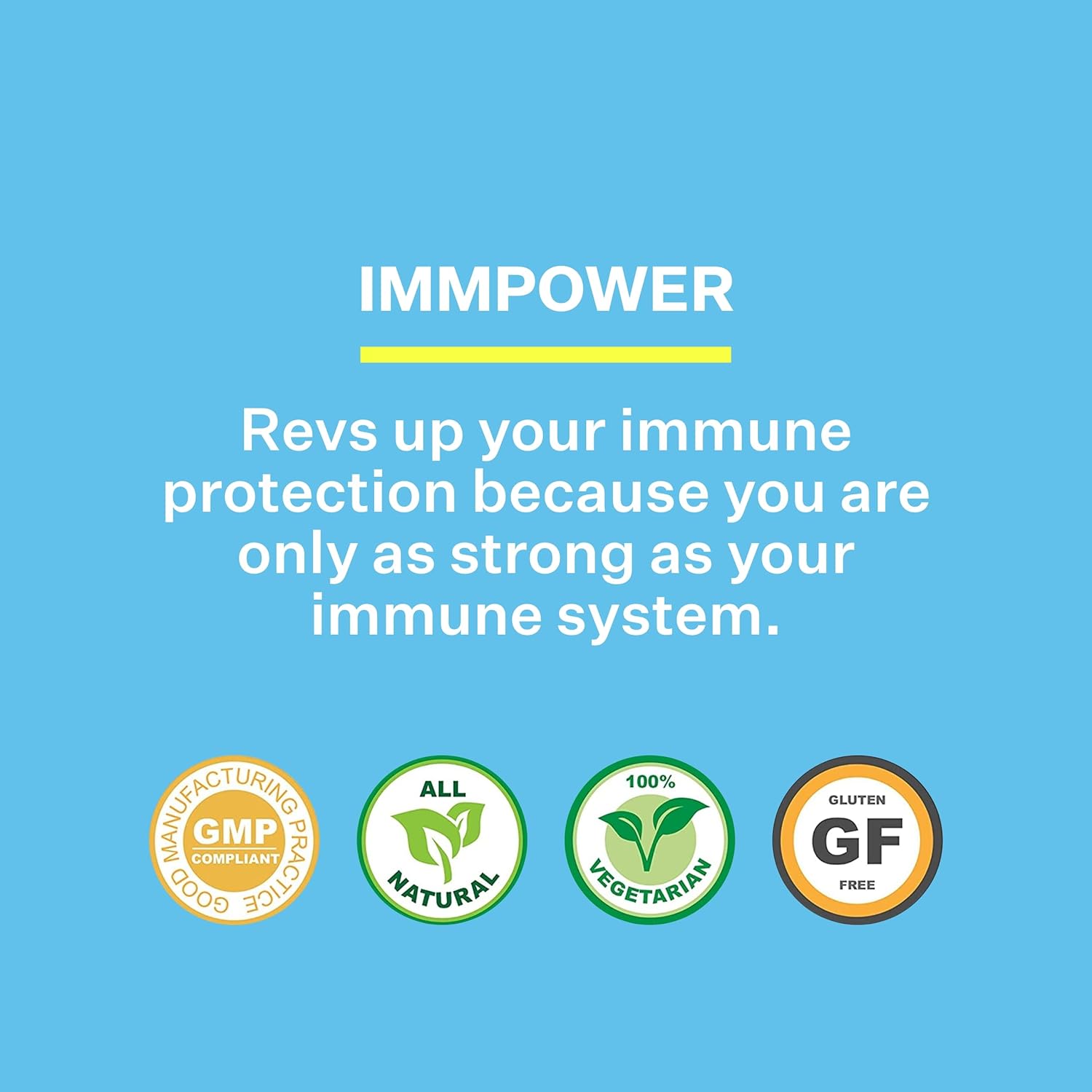 ImmPower AHCC Herbal Mushroom Supplement, 500mg per Capsule for Immune Support, Maintains Natural Killer Cell Activity, Pack of 1, 60 Veggie Capsules