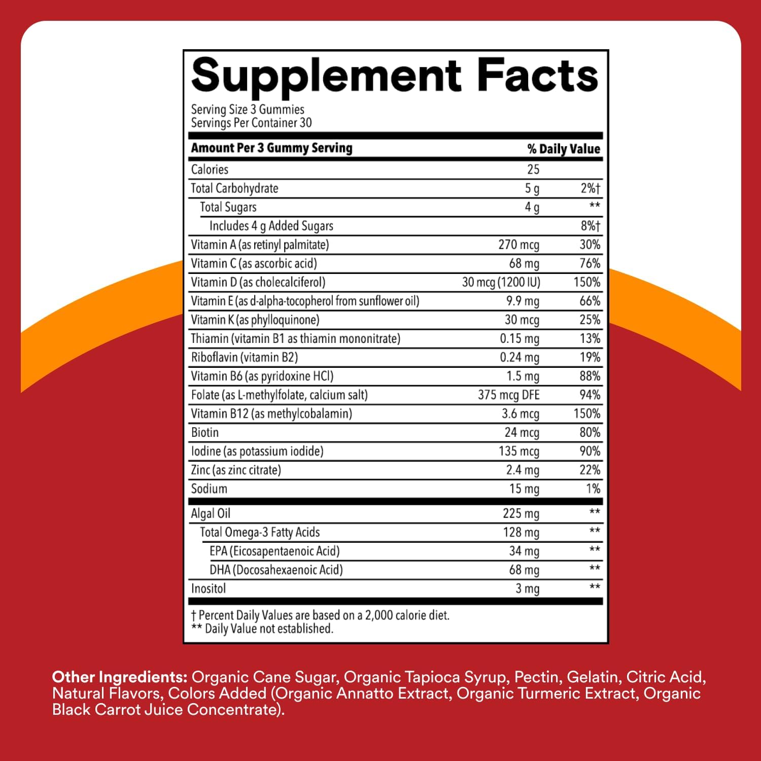 SmartyPants Multivitamin for Men & Women - Improved Formula: Multivitamin Gummies with Omega 3 (DHA/EPA), Vitamin D3, C, Vitamin B12, B6, A, K & Zinc, Biotin, Gluten Free, 90 Count (30 Day Supply)