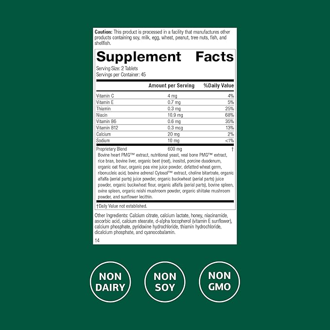 Standard Process Vasculin - Supplement for Cardiovascular & Healthy Heart Support - Supports Collagen Formation & Heart Health - Non-Dairy & Non-Soy - 90 Tablets (45 Servings)