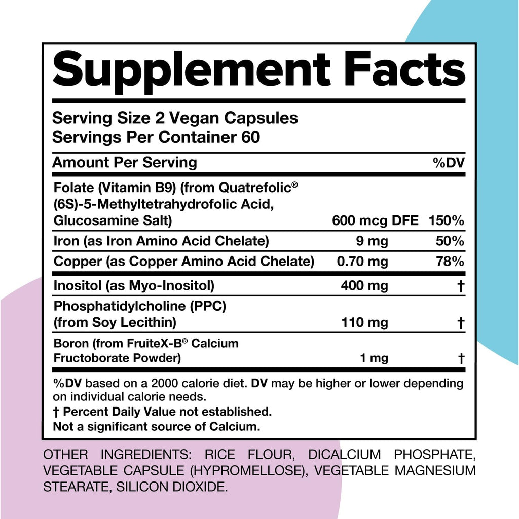 Complement ForHer Multivitamin - Hormone Balance for Women (60 Servings) Inositol Supplement, Longevity Support- B9, Iron - 120 Capsules