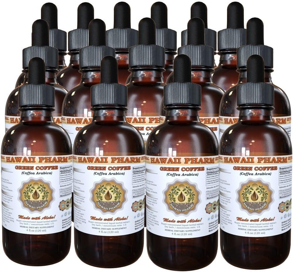 Green Coffee Liquid Extract, Green Coffee (Coffea Arabica) Bean Powder Tincture Supplement 15x4 oz