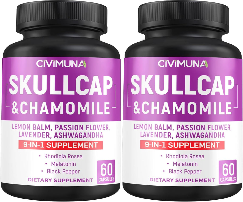 Skullcap Capsules with Skullcap, Chamomile, Lemon Balm and More - 120 Capsules for 4 Months Supply (Pack of 2)