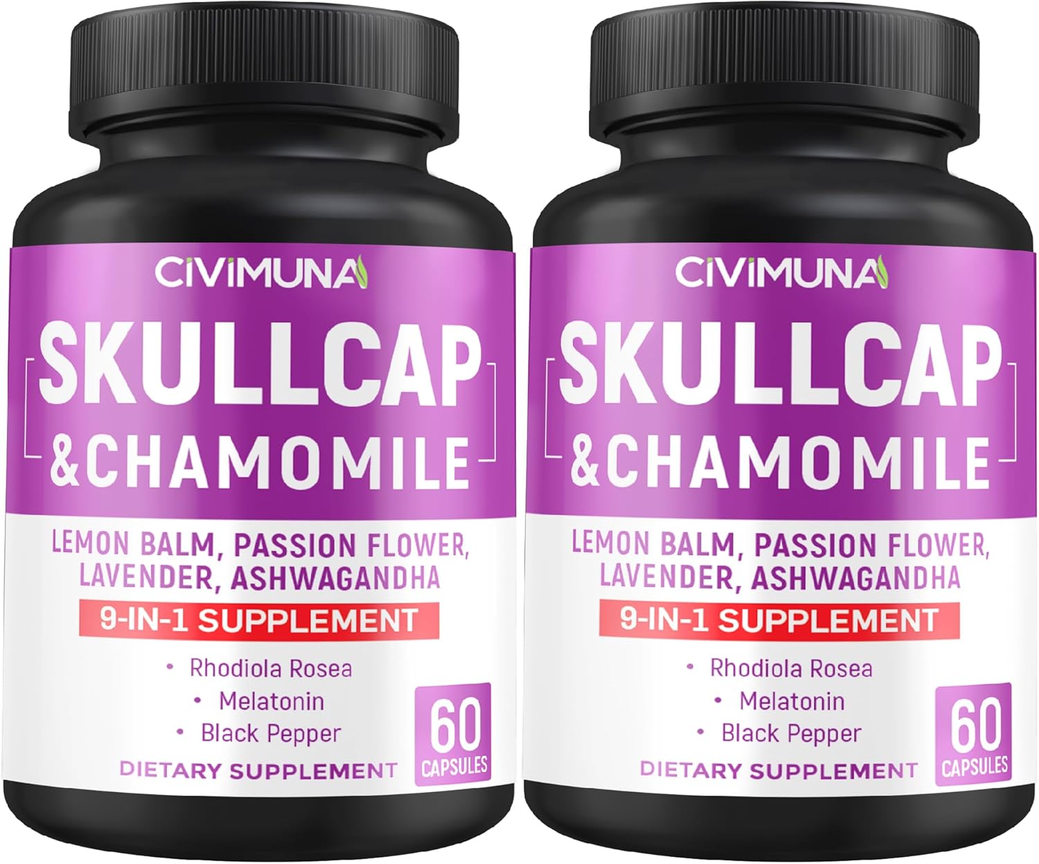 Skullcap Capsules with Skullcap, Chamomile, Lemon Balm and More - 120 Capsules for 4 Months Supply (Pack of 2)