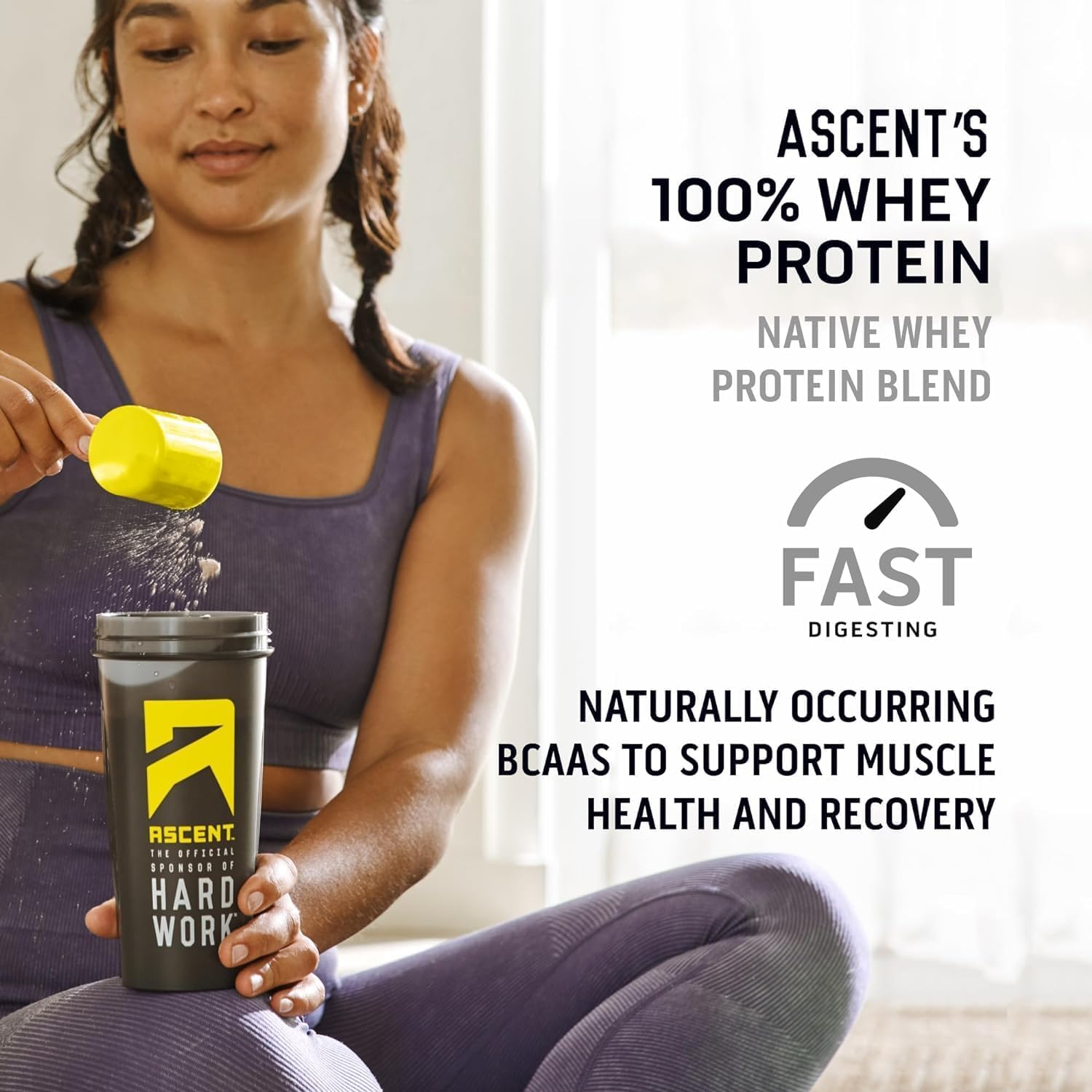 Ascent 100% Whey Protein Powder - Post Workout Whey Protein Isolate, Zero Artificial Flavors & Sweeteners, Gluten Free, 5.5g BCAA, 2.6g Leucine, Military Exclusive, Mocha Cold Brew 1.7 lb