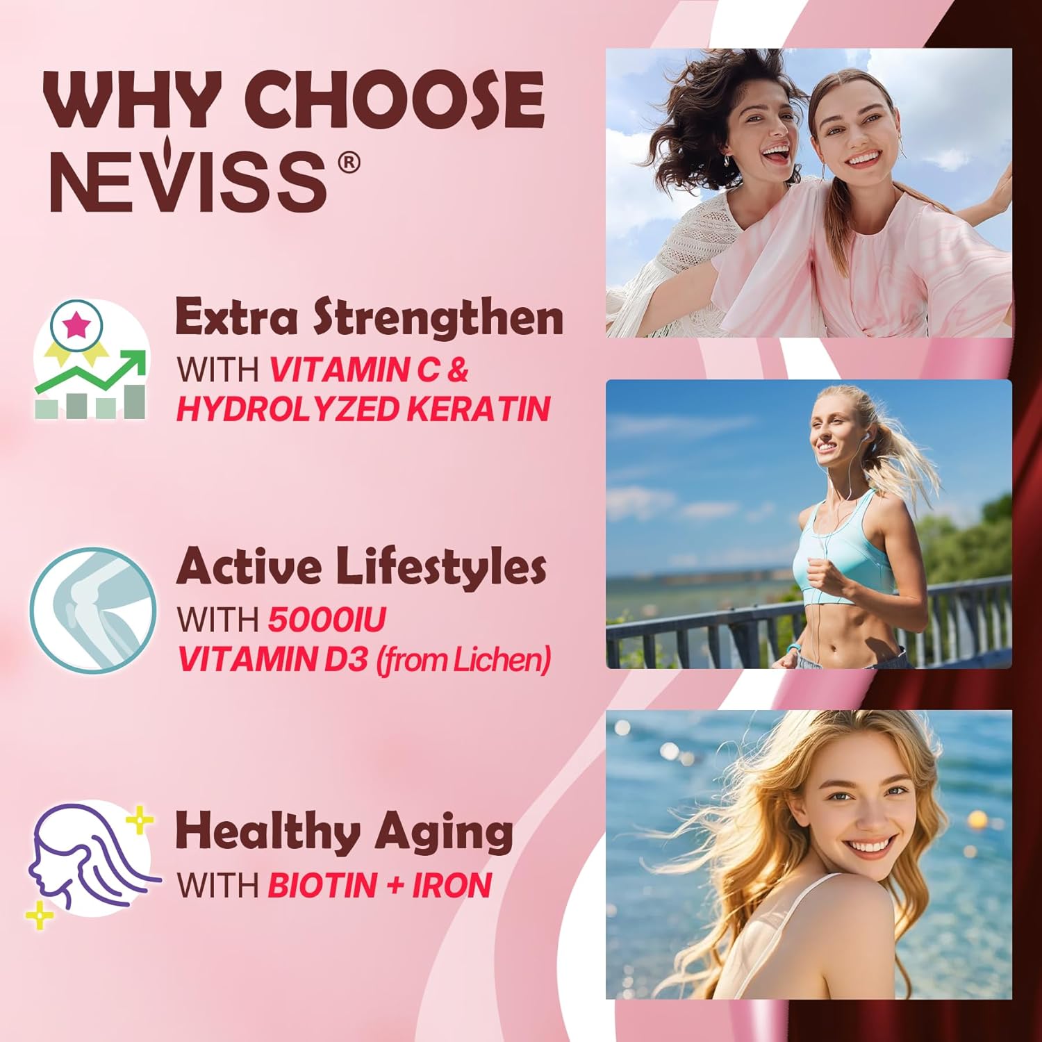 Sugar Free Collagen Peptides Gummies for Women & Men, Hydrolyzed Multi Collagen Type I II III V & X, with 5000IU Vitamin D3 & Biotin Keratin for Skin Hair Nails, Collagen Supplement Gummy, 120Cts