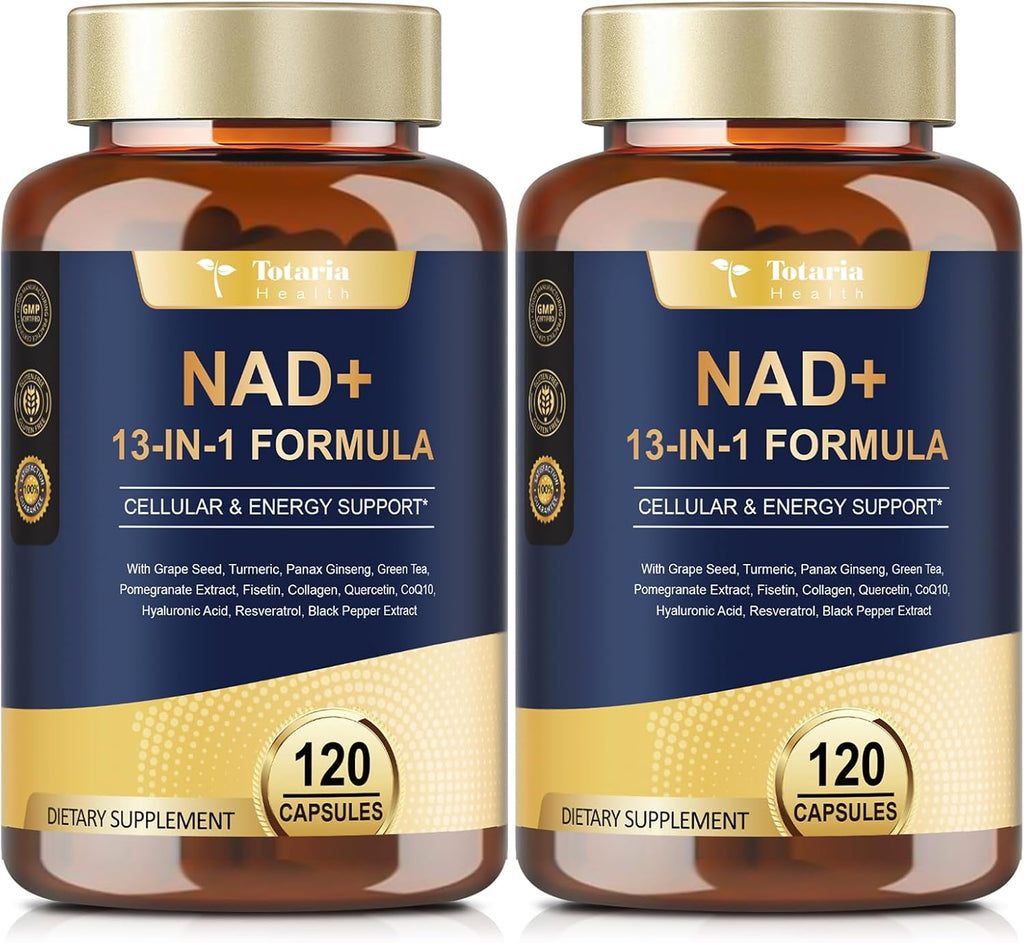 (2 Packs) NAD Supplement for Women Men with nicotinamide riboside resveratrol,Quercetin, Betaine Boost NAD+ Levels NAD Plus Supplement for Anti Aging, Energy, Immune, Focus 120 Capsules