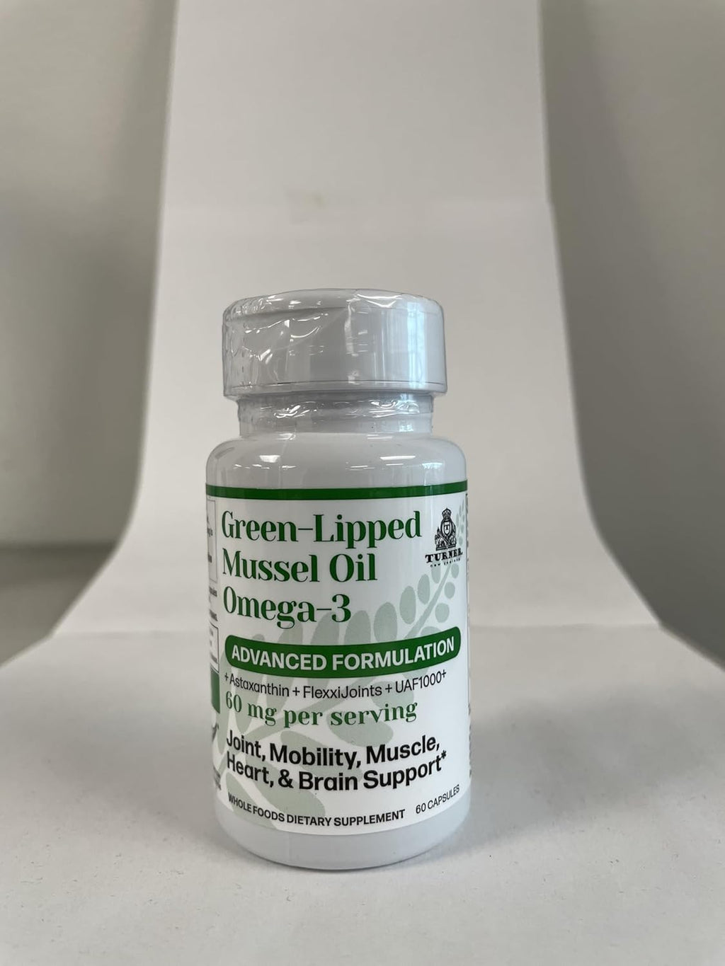 TURNER Omega-3 New Zealand Green Lipped Mussel Oil, 53x Higher Potency with UAF1000+ Super Antioxidant for Superior Joint Comfort & Mobility, No Fishy Aftertaste, 1 Bottle, 60 Softgels