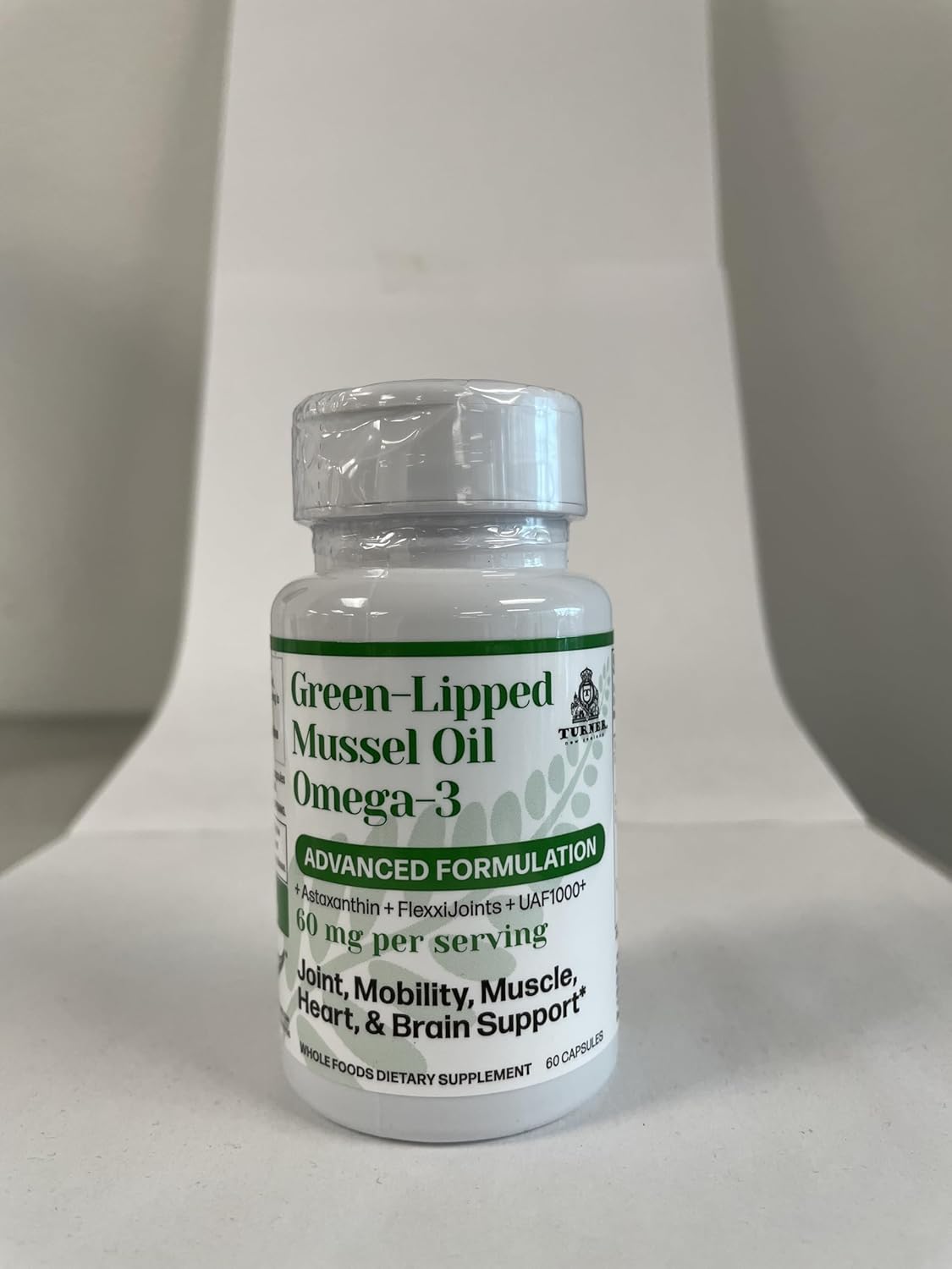 TURNER Omega-3 New Zealand Green Lipped Mussel Oil, 53x Higher Potency with UAF1000+ Super Antioxidant for Superior Joint Comfort & Mobility, No Fishy Aftertaste, 1 Bottle, 60 Softgels