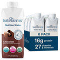 KATE FARMS Organic Nutrition Shake, Chocolate, 16g protein, 27 Vitamins and Minerals, Protein Meal Replacement Drink, Plant Based, 11 oz (6 Pack)