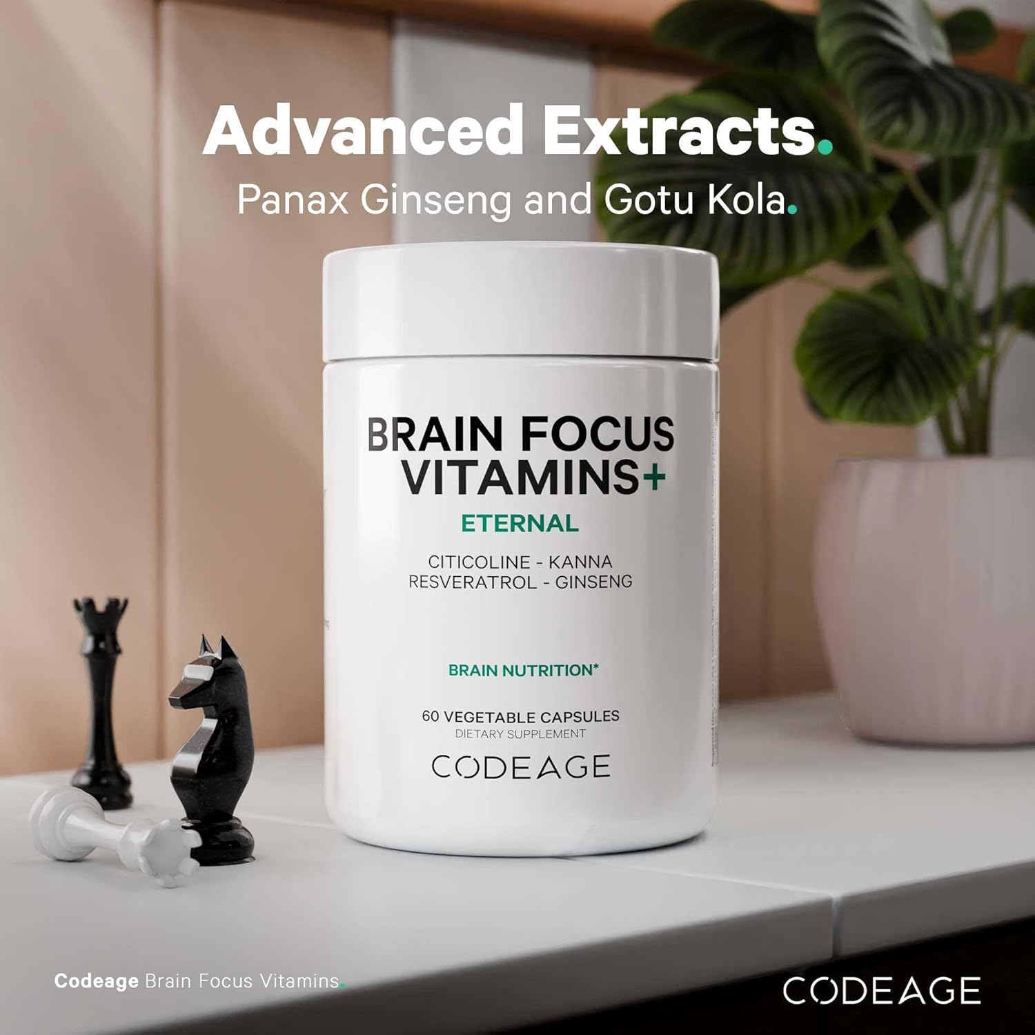 Codeage Brain Focus Vitamins+ Nootropic Supplement with Citicoline as Cognizin, Panax Ginseng, Resveratrol, Gotu Kola, Vitamin B12 Methylcobalamin - Liposomal Delivery - Non-GMO - 60 Capsules