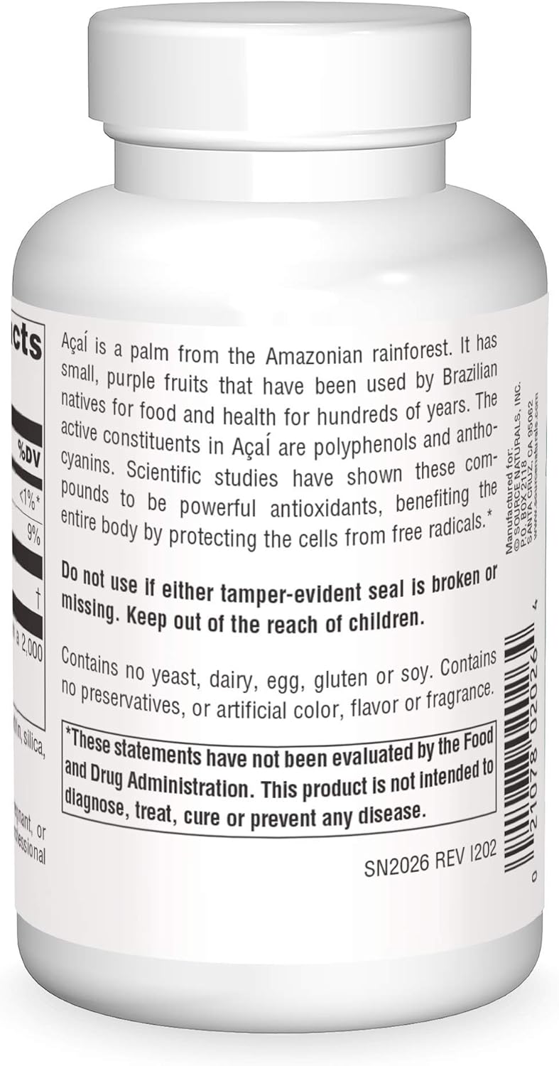 Source Naturals Acai Extract 500 Mg Capsule, 120 Count