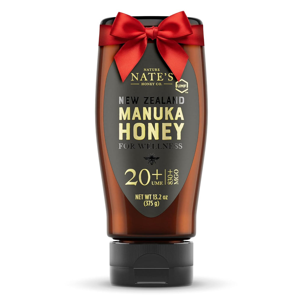 Nate's Pure Manuka Honey, Gold Edition | Sourced & Packed in New Zealand | MGO 830+ UMF Certified 20+ | 13.2 oz Squeeze Bottle